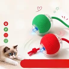 Brinquedo Inteligente Para Gatos e Cachorros Bola Automática Recarregável Com Cauda Interativa Pet Vermelho Verde