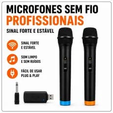 Kit 2 Microfones Sem Fio Digital USB Profissional Adaptador USB Sinal Forte Para Igreja Karaoke Palestra Evento