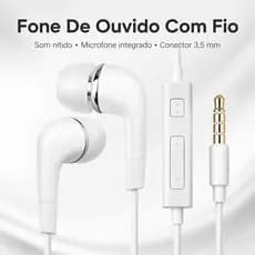Fone De Ouvido J5 Com Fio Estéreo P2 3.5mm Com Microfone Para Celular PC Notebook Android iPhone