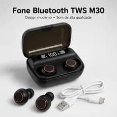 Fone Gamer Bluetooth M30 TWS Sem Fio Baixa Latência LED RGB Microfone HD Bluetooth 5.3 Para Jogos Música e Chamadas