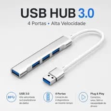 Hub USB 3.0 4 Portas 5Gbps Alta Velocidade Adaptador Expansor Para Notebook PC Mouse Teclado HD