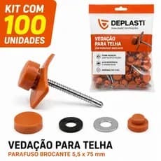 KIT 100 VEDAÇÃO PARA TELHA COM PARAFUSO BROCANTE 5,5X75MM DEPLASTI