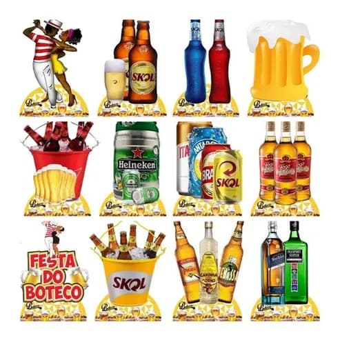 Kit 12 Display Mesa Festa Do Boteco Festa Decoração 20cm