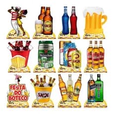 Kit 12 Display Mesa Festa Do Boteco Festa Decoração 20cm