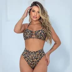 Biquíni Hot Pant Sutiã Argola Calcinha Cintura Alta Moda Praia E Assa Delta Top