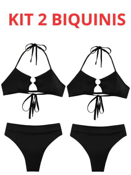 Kit 2 Biquini Hot Pant Argola Conjunto Sutian E Calcinha Cintura Alta Moda Praia  Assa Delta