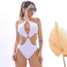 Maio De Praia Bojo Feminino Tipo Biquini Hot Paint Maiô Argola Asa Body Traje Luxo Piscina Praia