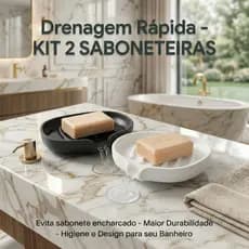 Kit 2 Saboneteira Drenante para Banheiro Anti Lodo Não Acumula Água Mantém Sabonete Seco Sempre