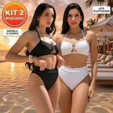 Kit 2 Biquini Feminino Cintura Alta Modelador Com Argola Moda Praia Verão Elegante Fashion Lux