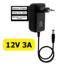 Fonte de energia alimentação Bivolt, Fita Led 12V 3A Bivolt AC/DC Adapter 2,5mm