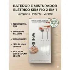 Mini Mixer Misturador 2 x 1 Bebidas Shakes Café Elétrico Sem Fio Recarregável Portátil e Potente
