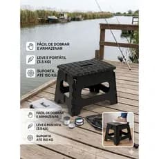 Banco Banquinho Dobrável Portátil Antiderrapante Multiuso Reforçado Escada Cozinha Pesca 100kg