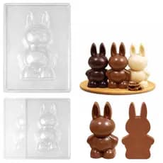 Kit 1-5 Formas Silicone Coelho Grande Páscoa Chocolate 500g Forma Fácil Profissional Confeiteira