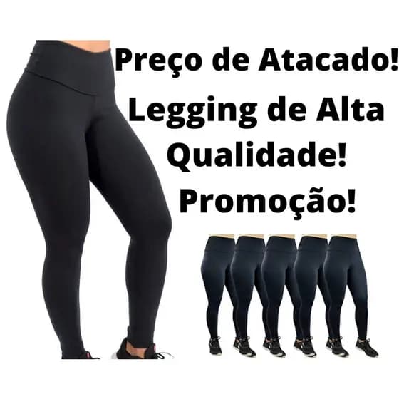 Calça Legging Preta  Cintura Alta Casual e academia Treino super confortável, Leg Fitness