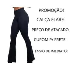 Calça Legging Flare Feminina Bailarina Suplex Boca de Sino Cintura Alta