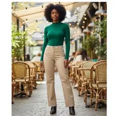 Calça jeans sarja Feminina Wide Leg Cintura Alta Tecido Grosso Pantalona  Linha Premium sarja 100% Algodão