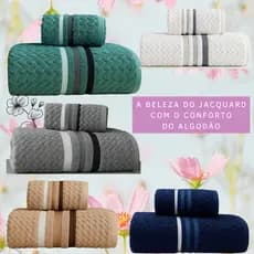 Kit Toalha de  Banho e Rosto  Toalha Tamanho Banhão 100% Algodão Jacquard, Grossa, Macio 450g  2 Peças