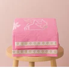 Toalhas  de Banho e Rosto Bordadas -Kit 2 Peças Rosa,  Algodão de Alta Qualidade, Macio e Absorvente