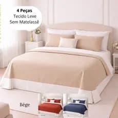 Kit Colcha Cobre Leito 4 Peças Casal/Queen/Super King - Micropercal Leve com 2 Porta Travesseiros + Capa de Almofada