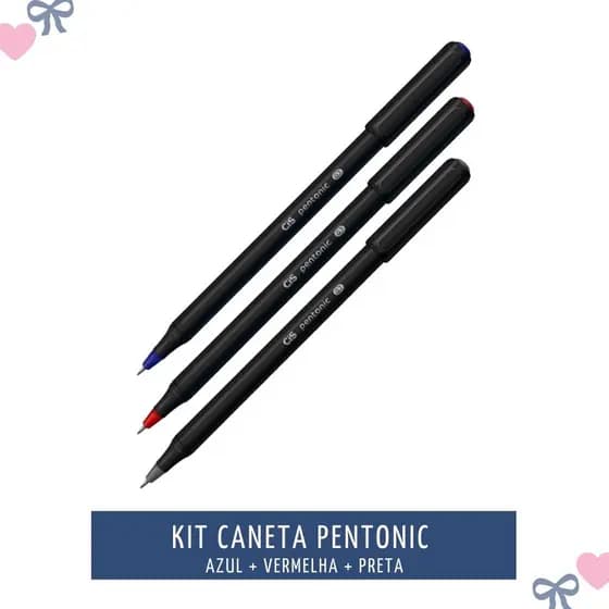 Caneta Pentonic Cis Kit C/ 3 Cores Azul + Vermelho + Preto
