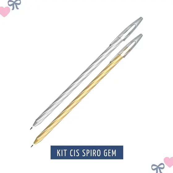 Caneta Cis Spiro Gem Kit 2 Unidades Tinta Azul