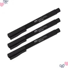 Kit Caneta Preta Fine Pen Faber Castell 3 Unidades 0.4mm