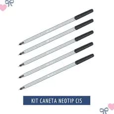 Kit Caneta Preta Cis Neotip Ponta Fina 0.7mm 5 Unidades