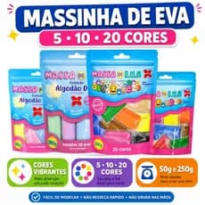 Massinha de Eva Modelagem Infantil Artesanato Escolar Massa Algodão Doce Colorido Cor Pastel Make+