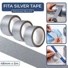 Fita Silver Tape Multiuso Cinza Prata À Prova D'Água Resistente Reparo Vedação Adesiva 48mm x 5m