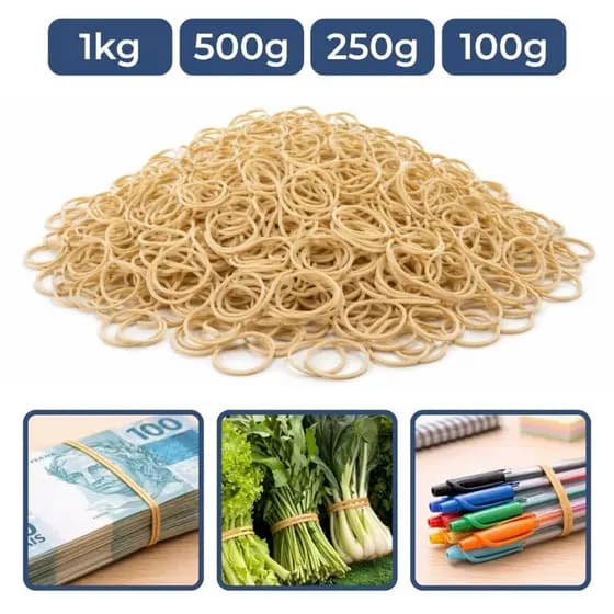 Elástico Borracha Latex Natural Amarelo Dinheiro Escritório Verdura 100g-1kg nº 18 Resistente
