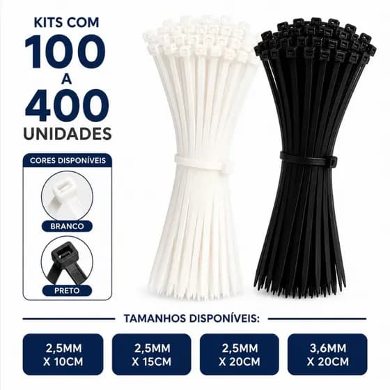 Abraçadeira Nylon Enforca Gato Resistente Kit 100-400 Unidades Profissional