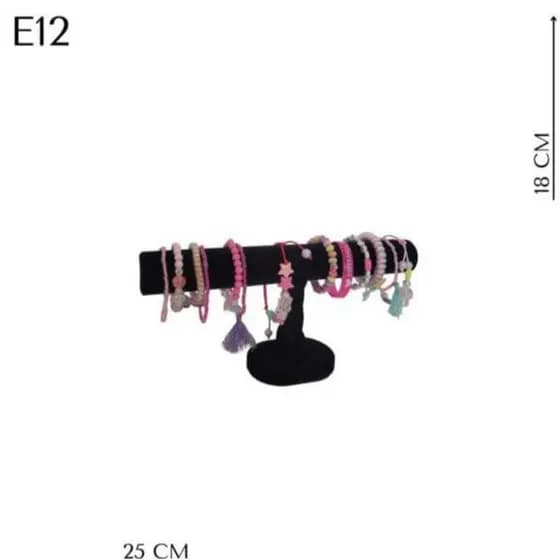 Expositor Brinco Colar Joia Bijuteria Veludo Preto Modelo Porta Pulseira Infantil E12