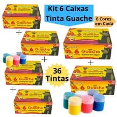Kit 6 Caixas Tinta Guache 15ml Caixa Com 6 Cores Diferentes  Alcalex