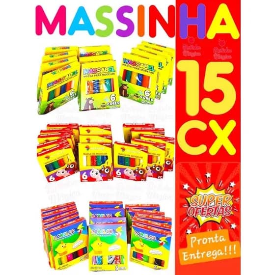15 Caixinhas De Massinha De Modelar Colorida 65g Alcalex.Kit Festa Aniversario Lembracinha Prenda Festa Criança