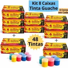 Kit 8 Caixas Tinta Guache 15ml Caixa Com 6 Cores Diferentes  Alcalex