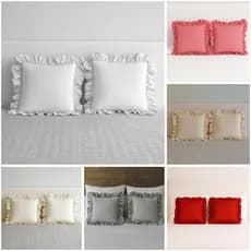 Kit 2 Capas de Almofadas 600 Fios - 45cm x 45cm com Babado Toque Aveludado