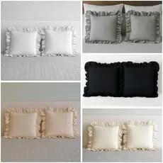 Kit 2 Capas de Almofadas 45cm x 45cm com Babado de Algodão