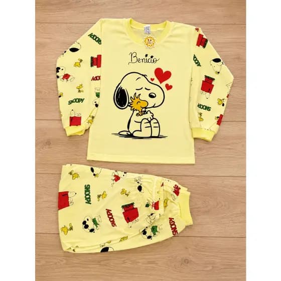 Pijamas Infantil Menino Manga Comprida Pijaminha Infantil Masculino de Inverno Nome Personalizado