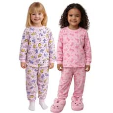 Kit 2 Pijamas Infantil Menina Inverno  Manga Longa Frio