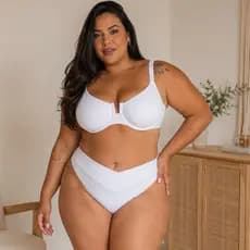 Biquini Plus Size Canelado Meia Taça Reforçado Asa Delta Cós Transpassado