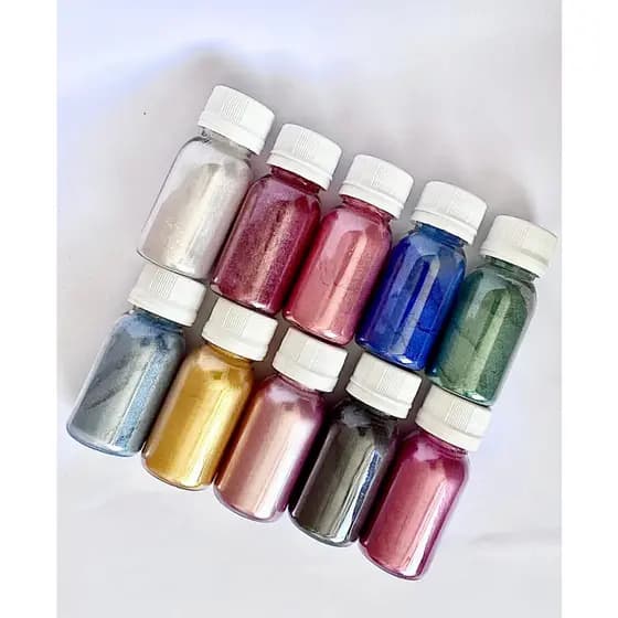 Kit 10 cores Pigmento para Resina Epóxi - Pó Mica Pownder Perolado
