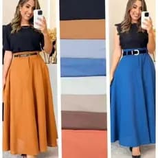 Saia Longa Rodada Feminina Alfaiataria Moda Evangélica Casual Básica Inverno Cintura Alta Elegante Tendência