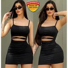 Vestido Feminino Canelado Abertura Frontal Tubinho