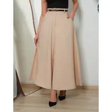 Saia Longa Feminina Alfaiataria Moda Evangélica Casual Básica Inverno Cintura Alta