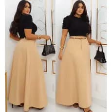 SAIA RODADA LONGA FEMININA ALFAIATARIA MODA EVANGÉLICA CASUAL BÁSICA INVERNO CINTURA ALTA ELEGANTE TENDÊNCIA