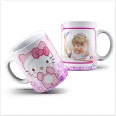 Caneca cerâmica personalizada COM NOME e FOTO  Hello Kitty