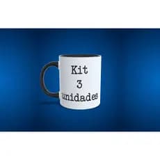 Kit 3 canecas interior e alça colorida cerâmica 325ML personalizadas - Escolha Entre Nossas Artes ou Envie a Sua