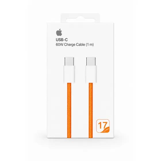 CABO TIPO C 60W LARANJA PARA IPHONE 15 16 18 PRO MAX MOD ORIGINAL