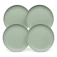 Kit 4 Pratos Raso Jantar Almoço Festa Plastico Não Quebra Luxo Pode Lava Louça Microondas Super Resistente Varias Cores