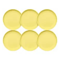 Kit 6 Pratos Raso Jantar Almoço Festa Plastico Não Quebra Luxo Pode Lava Louça Microondas Super Resistente Varias Cores